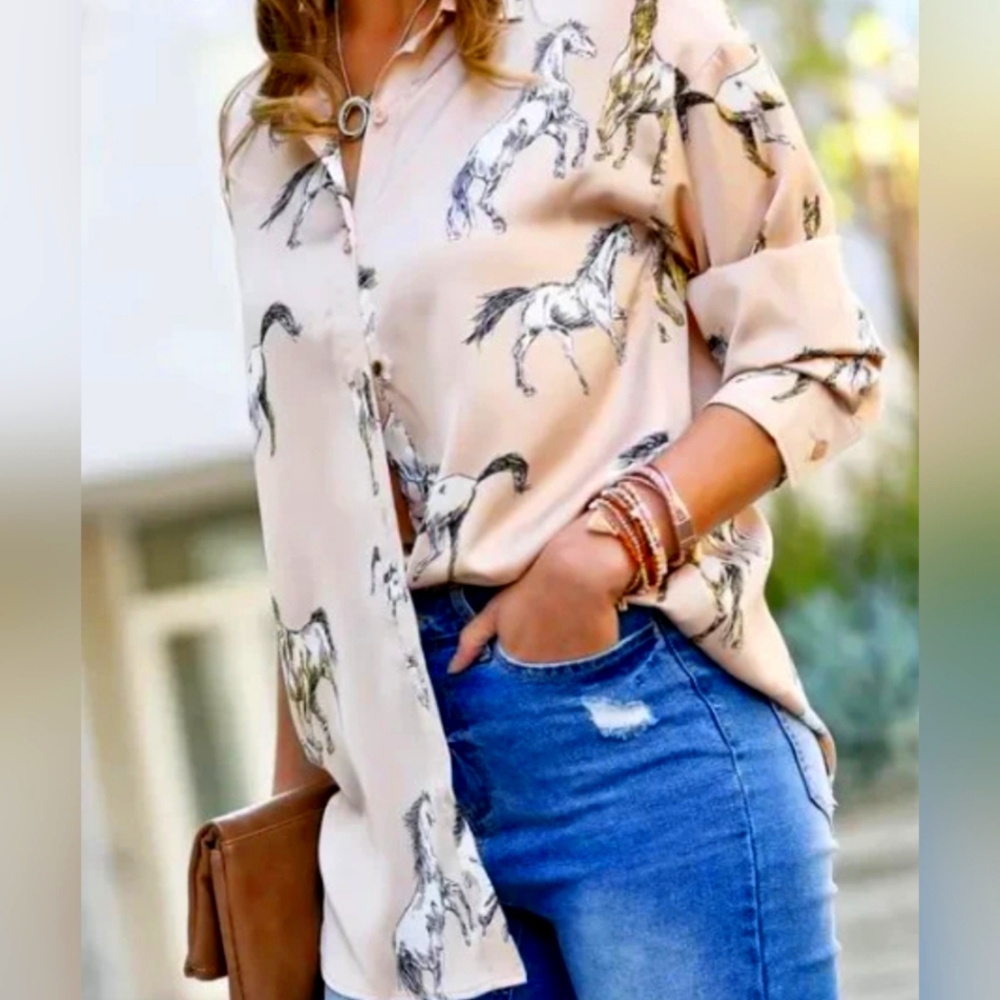 SHEIN Wild Horse Satin Blouse